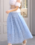 Statement Layered Ruffle Tulle Maxi Skirt