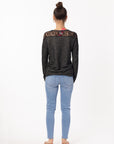 Lace Design On Shoulder & Back Sweatshirt