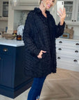 Black color Oversized shirt dress in multi tassel stripe design fabric