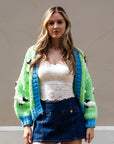Shaun the Sheep pattern hand knit cardigan
