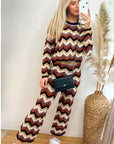 Zig Zag Print crop top and trousers tracksuits