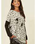 Polka dot and walking doggy print oversized jumper top