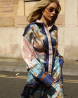 Ocean Treasure Print Relaxed Shirt & Trousers Co-Ord Set In Blue
