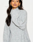Relaxed-fit Roll- neck Jumper with open-work design in Grey