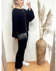 Knitted Loungewear Set In Black | Jumper and Trousers