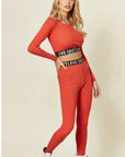 Loungewear Co-ord with Love Logo | Orange Crop Top and Leggings