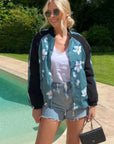 Floral print winter quilted Bomber Jacket (GREEN)