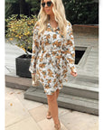 Yellow floral print shirt dress