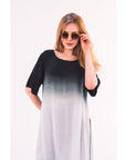 Tie dye Cotton Long T-shirt (Black)