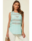 Chiffon and mesh vest top
