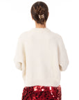 Multi color disco Sequin embellished design Soft knit jumper in cream