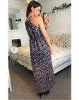 Heart Print Maxi Dress with side split detail