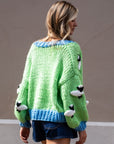 Shaun the Sheep pattern hand knit cardigan