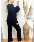 Knitted Loungewear Set In Black | Jumper and Trousers