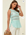 Chiffon and mesh vest top