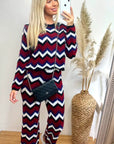 Zig Zag Print crop top and trousers tracksuits