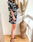 Kimono sleeves wrap dress (Black)