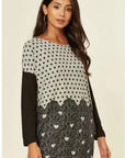 Dot and Sweetheart Printed Jumper Top (GREY)
