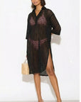 V pattern Lace kaftan dress in Black Holiday wear collection
