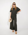 Oversized comfort stretch-jersey top and Relaxed-fit trousers in Black