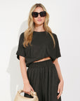 Oversized comfort stretch-jersey top and Relaxed-fit trousers in Black