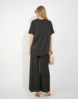 Oversized comfort stretch-jersey top and Relaxed-fit trousers in Black