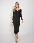 Soft Knit off the shoulder neckline long sleeves bodycon dress