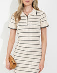 Knitted maxi dress with polo neck in Short Sleeves Beige colour