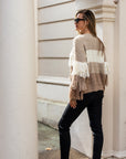 Cosy Knit Multi layer tassel jumper in beige color