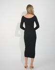 Soft Knit off the shoulder neckline long sleeves bodycon dress