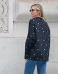 Gold Leave's Embroidered Shirt in Soft cotton fabric in Black