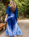 Full pleated Tie Dye Color top and trousers in Blue