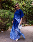 Full pleated Tie Dye Color top and trousers in Blue