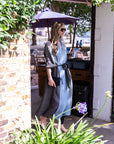 Oversized Full pleated Tie Dye color Cardigan in Blue/Black