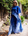 Full pleated Tie Dye Color top and trousers in Blue