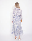 Animal and Forest Scarf print Shirt and Midi Skirt Co-ords in Blue