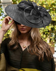Statement Fascinator Hat With Feather Detail In Black