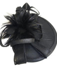 Fascinator With Feather & Sculptural Loop Detail In Black