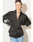 Silky saint feeling Long Sleeves shirt in Black