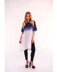 Tie dye Cotton Long T-shirt (Blue)