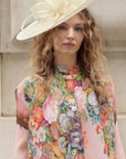 Statement Fascinator Hat With Feather Detail In Cream