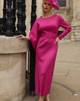 Statement Fascinator Hat With Feather Detail In Fusion Pink