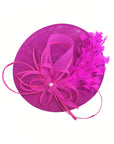 Statement Fascinator Hat With Feather Detail In Fusion Pink