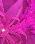 Statement Fascinator Hat With Feather Detail In Fusion Pink