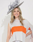 Statement Fascinator Hat With Feather Detail In Grey