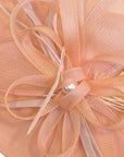 Statement Fascinator Hat With Feather Detail In Peach