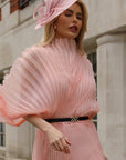 Statement Fascinator Hat With Feather Detail In Dusty Pink