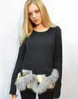 Black Faux Fur Detail Jumper