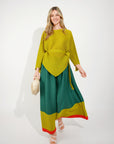 Full pleated Long sleeves top and trousers in Green
