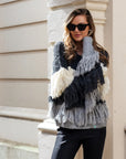 Cosy Knit Multi layer tassel jumper in Grey color